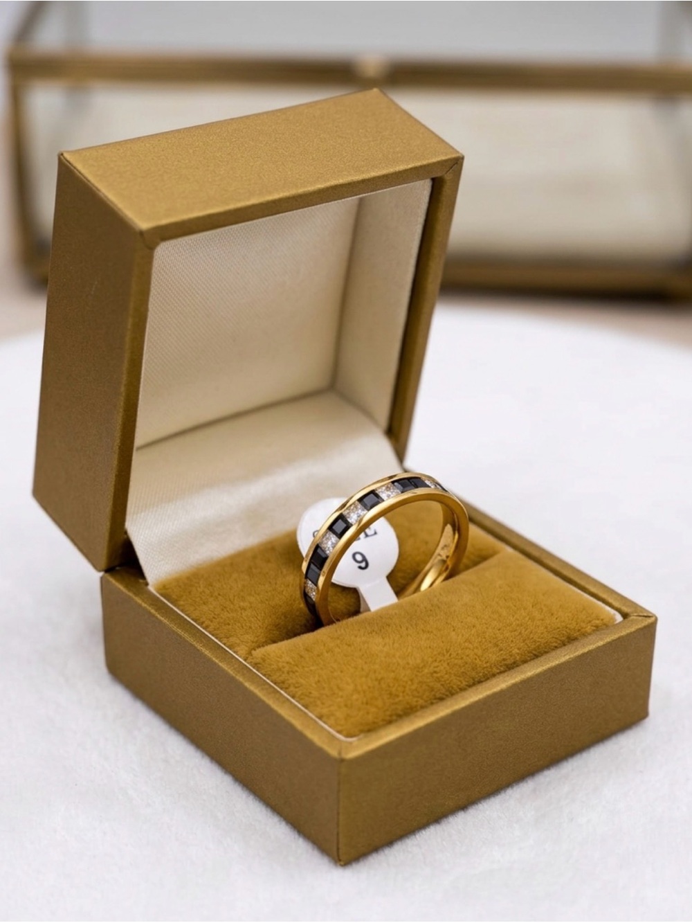 Gold Tone Women's Black Band Ring